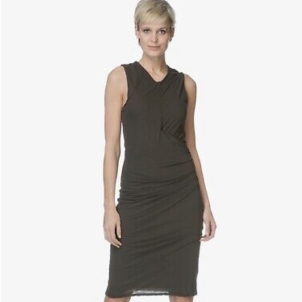 James Perse‎ Side Draped Jersey Dress Abyss Dark Gray Small (1)